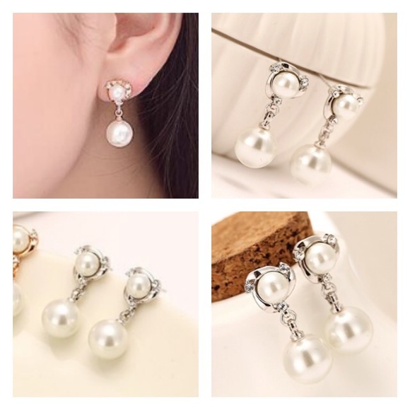 NEW!💙💎MODERN! PEARL LOOK💍SPARKLING CZ DROPS💎💙 - Picture 7 of 8